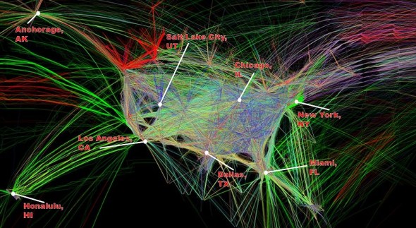 行路线下面北美各州和各个城市的位置