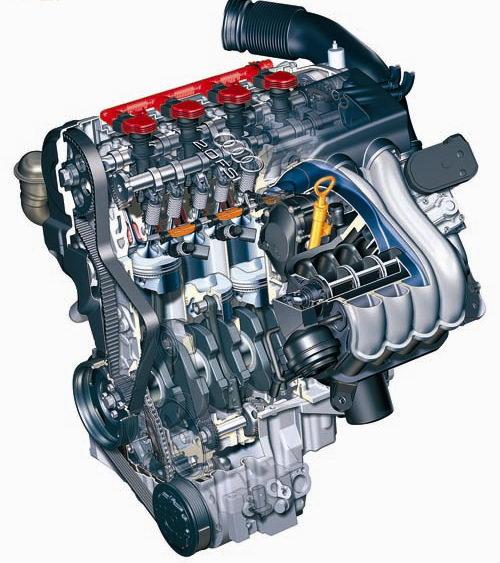 图为奥迪2.0升TFSI直喷发动机