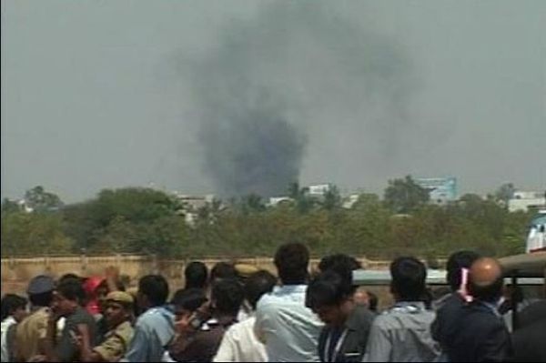 印度海军飞机坠机现场。