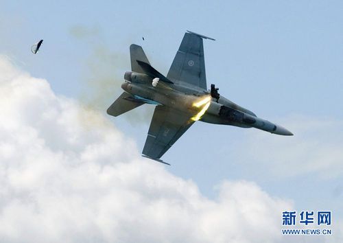 加拿大一架F-18战斗机在航空展预演时坠落