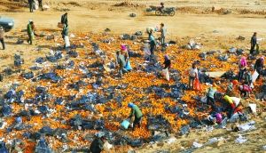 哄抢现场一片狼藉。本报记者 房毅 摄